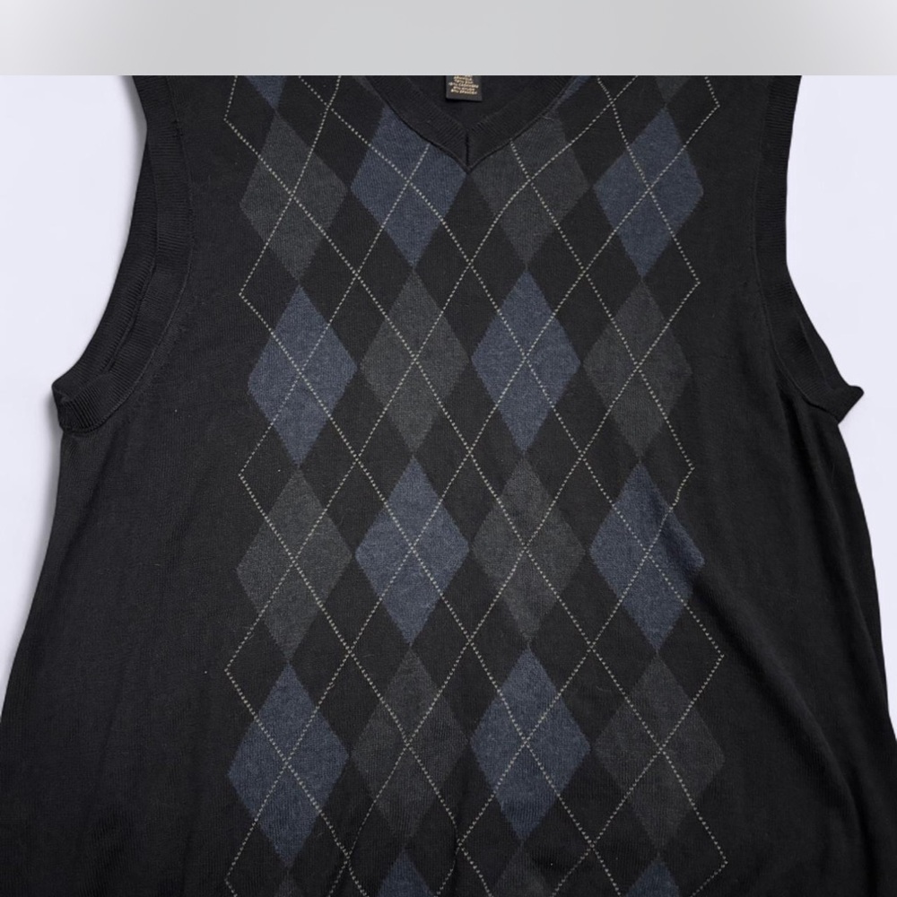 Banana Republic Black and Blue Argyle Sweater Vest
